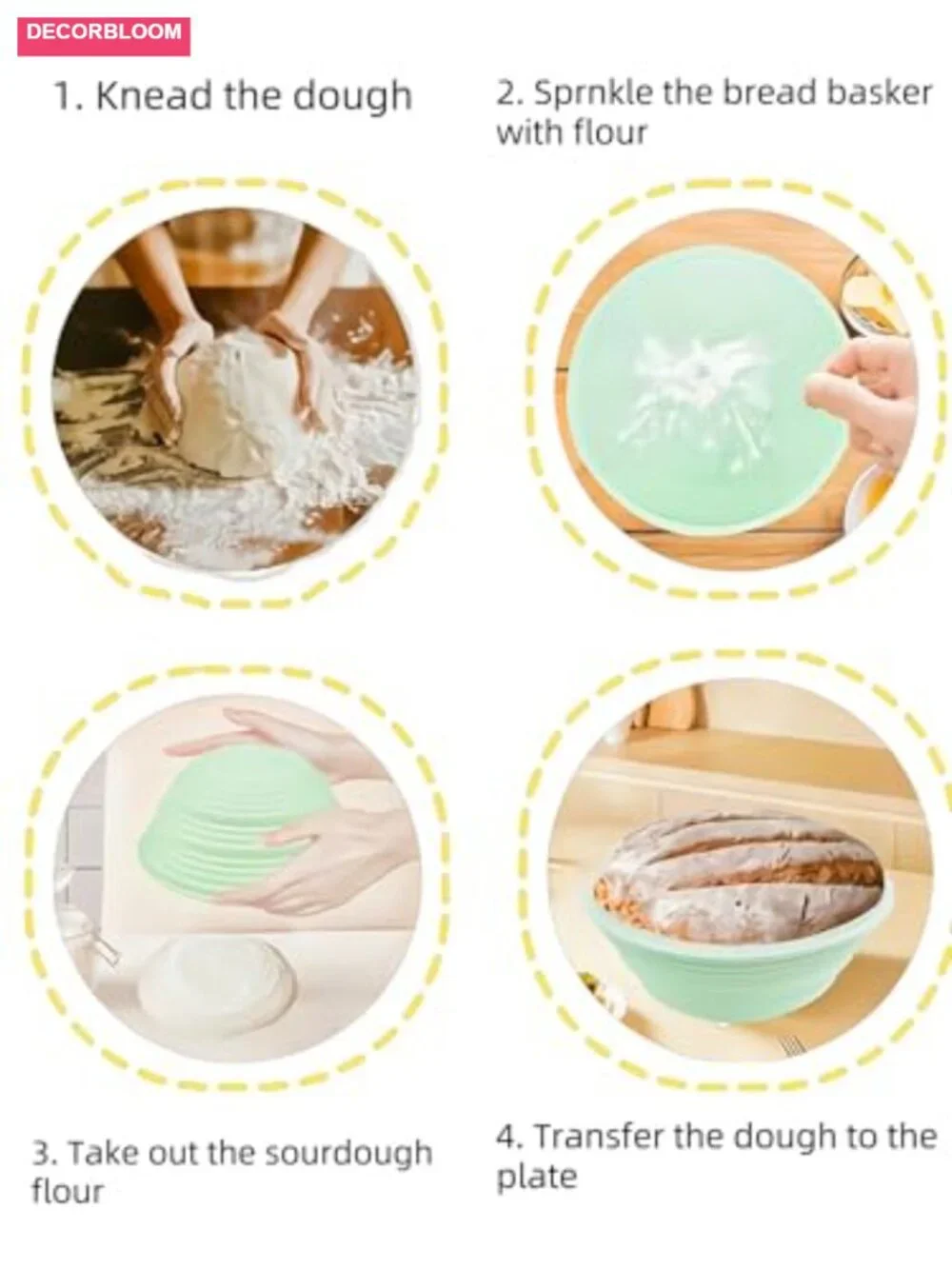 Collapsible Sourdough Bread Proofing Basket Banneton Oval Silicone Baking Tool